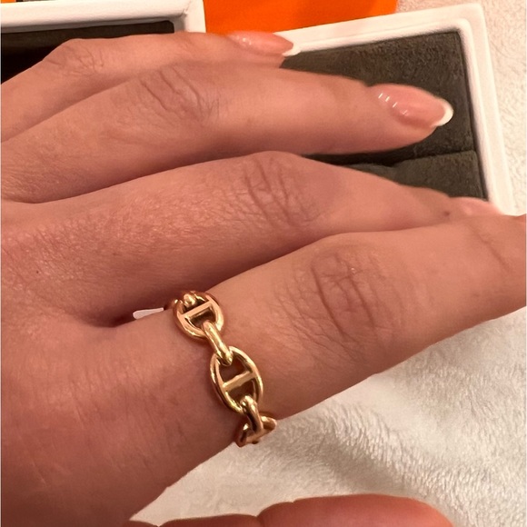 Hermes Chaine d'ancre Enchainee ring, small model size 54 rose Gold - Picture 7 of 7